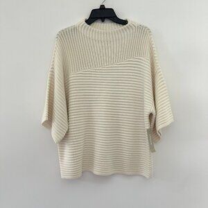 Chico's Cream Ribbed Crew Neck Sweater